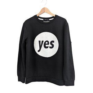 21 Men Forever 21 Embroidered "Yes" Black Pullover Sweatshirt Size M